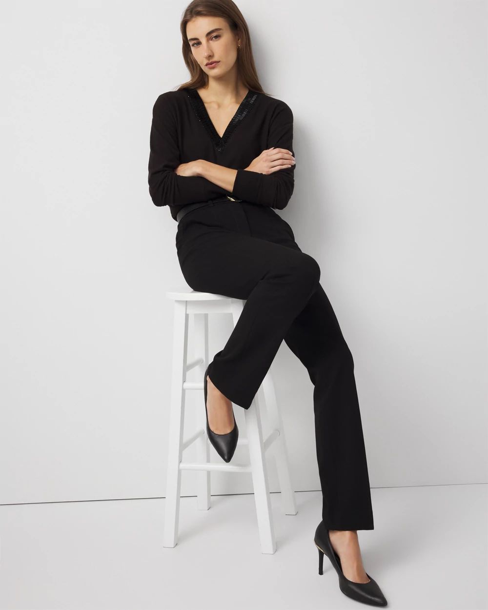 Embellished V-neck Top | White House Black Market